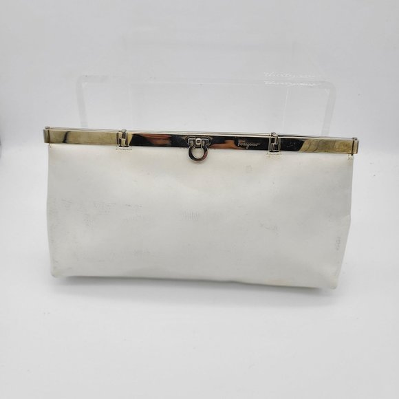 Salvatore Ferragamo Handbags - Salvatore Ferragamo White Leather Clutch (see pics)